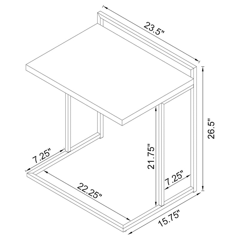 Mesa auxiliar Dani rectangular en forma de C de alto brillo