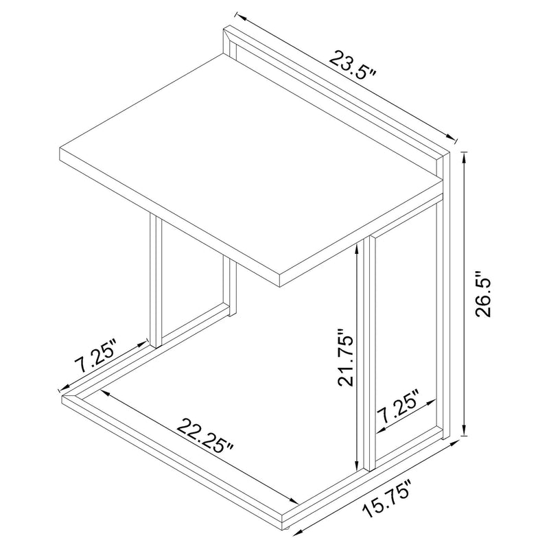 Mesa auxiliar Dani rectangular en forma de C de alto brillo