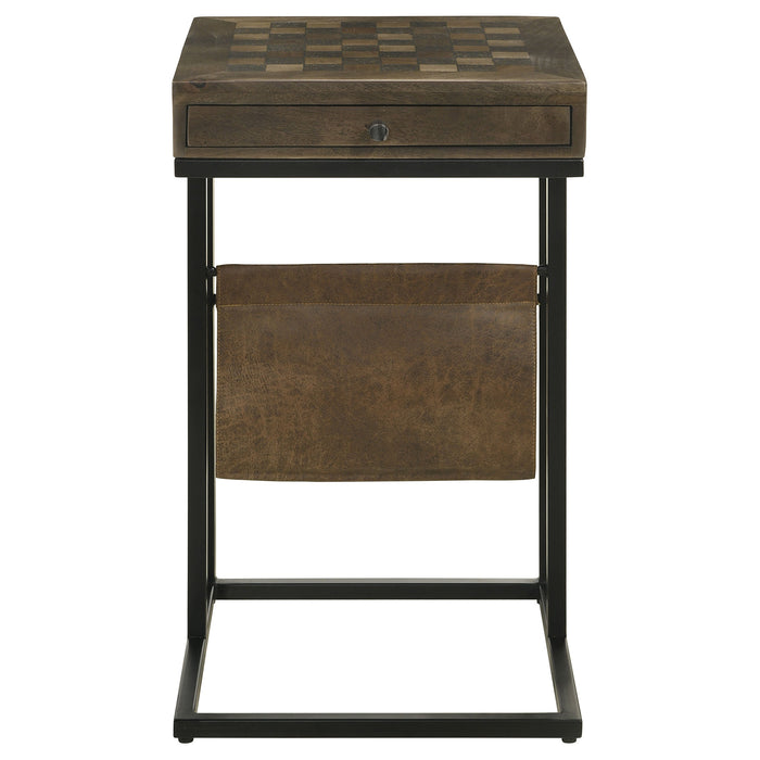 Chessie 1-drawer Square Side Table With Leatherette Sling Tobacco and Black