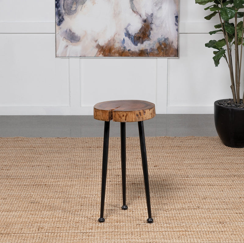 Mesa auxiliar de tronco de árbol macizo Keith, natural y negro