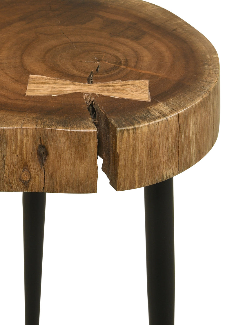 Mesa auxiliar de tronco de árbol macizo Keith, natural y negro