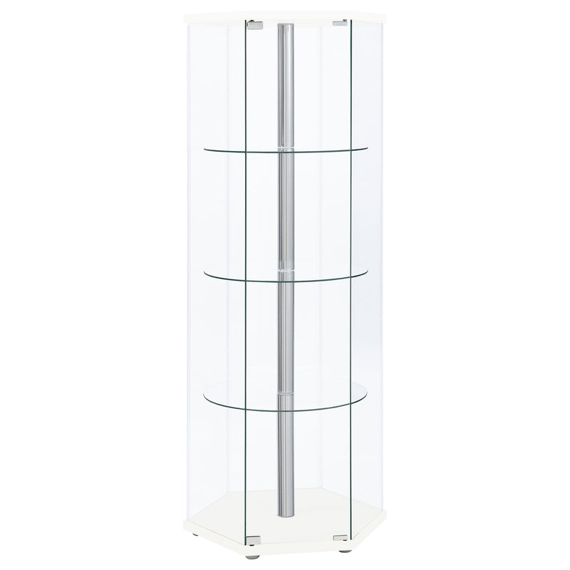 Vitrina hexagonal de cristal transparente de 4 estantes Zahavah