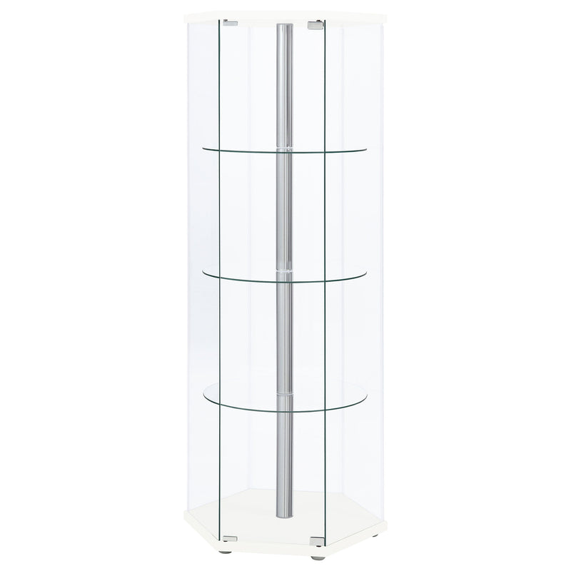 Vitrina hexagonal de cristal transparente de 4 estantes Zahavah