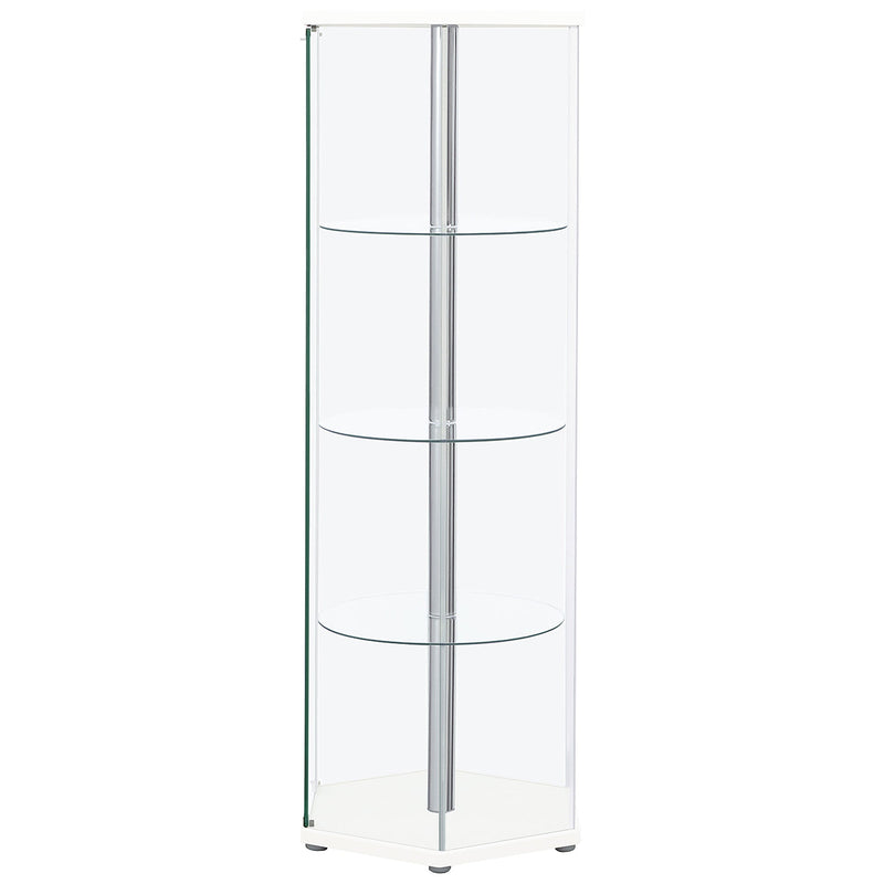 Vitrina hexagonal de cristal transparente de 4 estantes Zahavah
