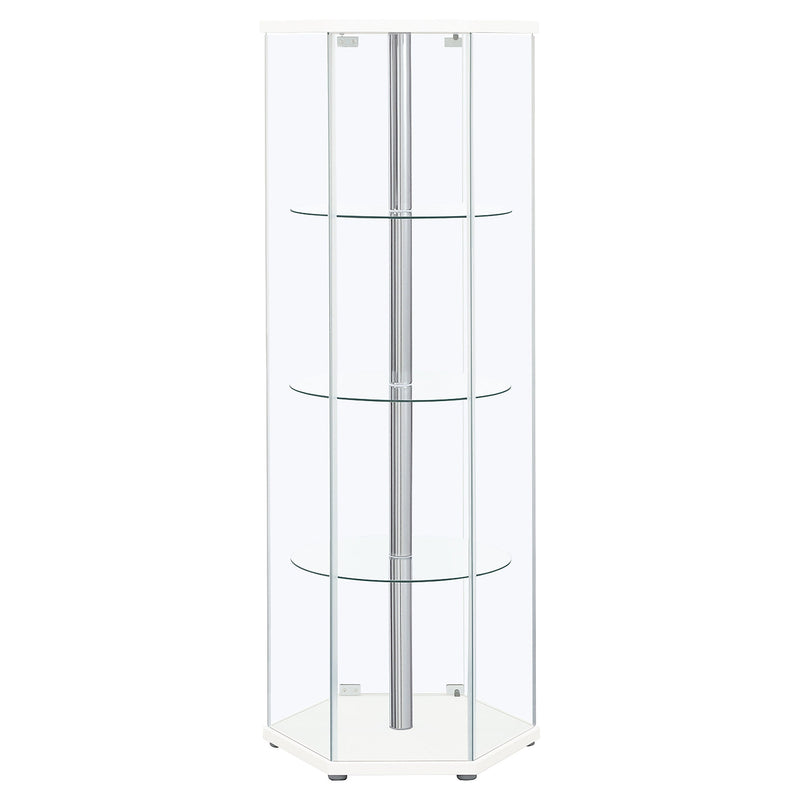 Vitrina hexagonal de cristal transparente de 4 estantes Zahavah
