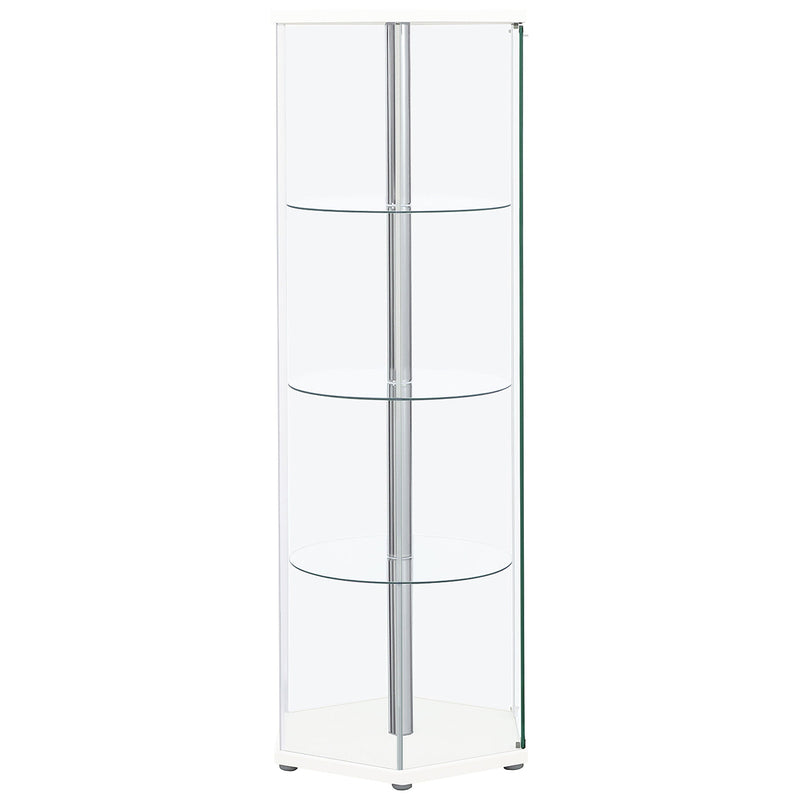 Vitrina hexagonal de cristal transparente de 4 estantes Zahavah