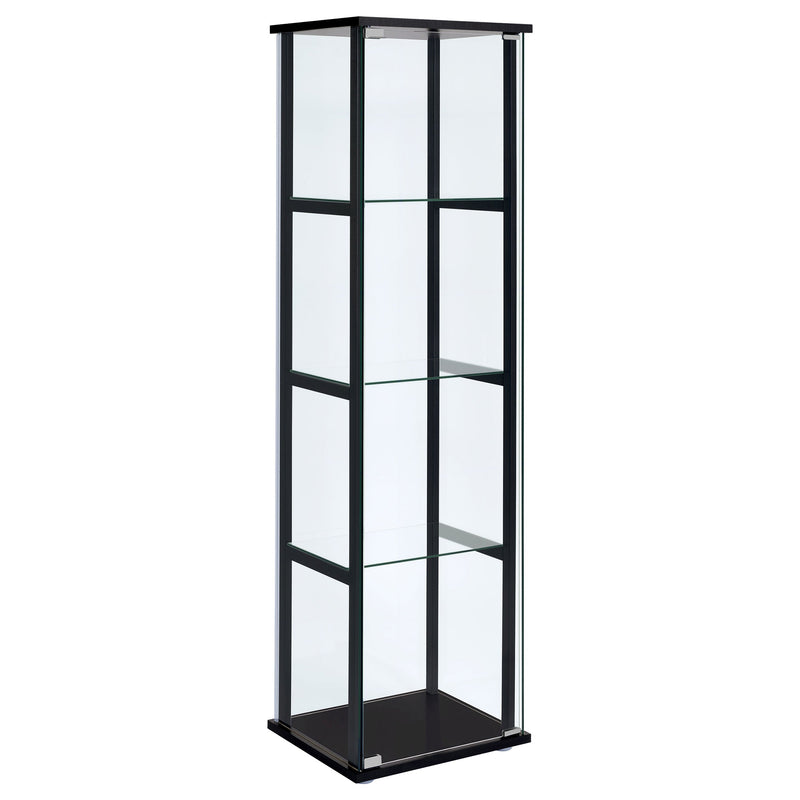 Vitrina de cristal transparente Cyclamen de 4 estantes en negro