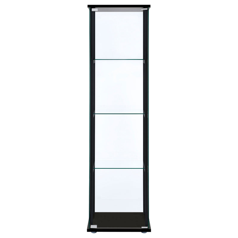 Vitrina de cristal transparente Cyclamen de 4 estantes en negro