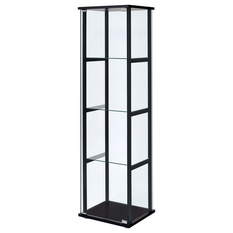 Vitrina de cristal transparente Cyclamen de 4 estantes en negro