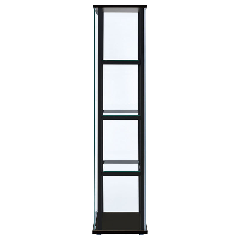 Vitrina de cristal transparente Cyclamen de 4 estantes en negro
