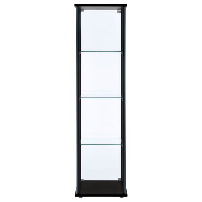 Vitrina de cristal transparente Cyclamen de 4 estantes en negro