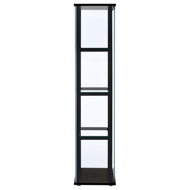 Vitrina de cristal transparente Cyclamen de 4 estantes en negro