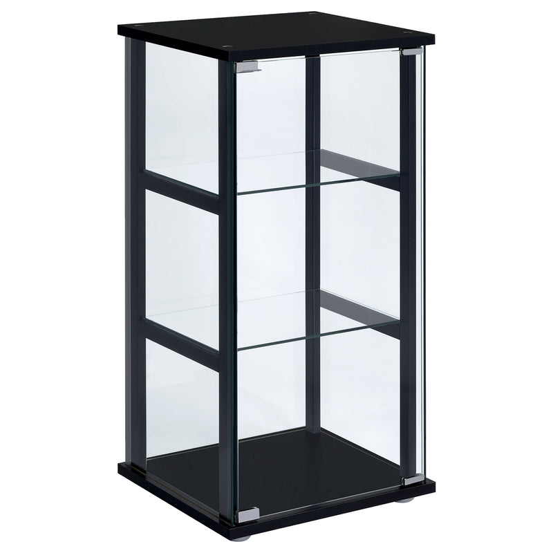 Vitrina Curio de 3 estantes de cristal transparente Cyclamen - Negro
