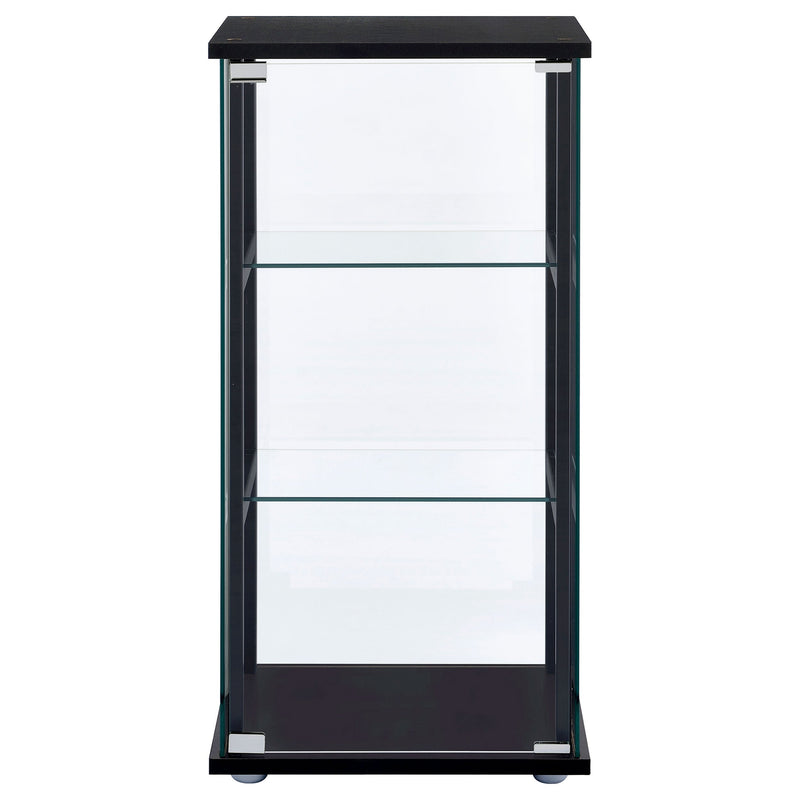 Vitrina Curio de 3 estantes de cristal transparente Cyclamen - Negro