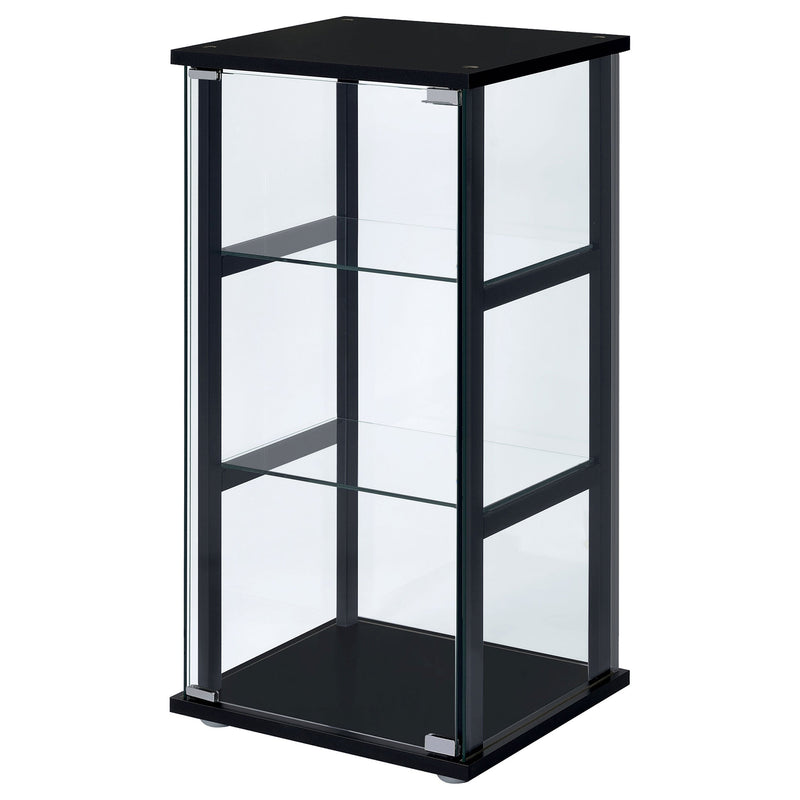 Vitrina Curio de 3 estantes de cristal transparente Cyclamen - Negro
