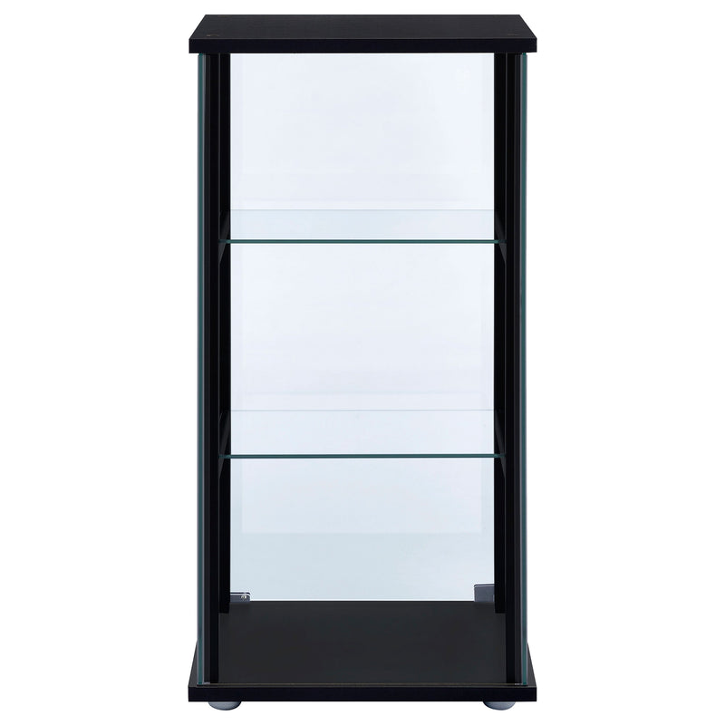 Vitrina Curio de 3 estantes de cristal transparente Cyclamen - Negro