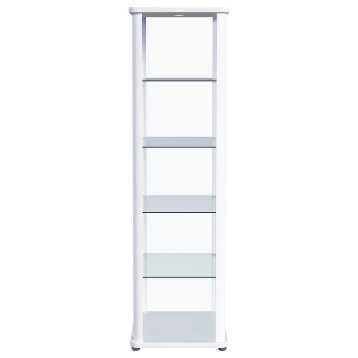 Aero 5-shelf Display Curio Cabinet with LED Lighting White