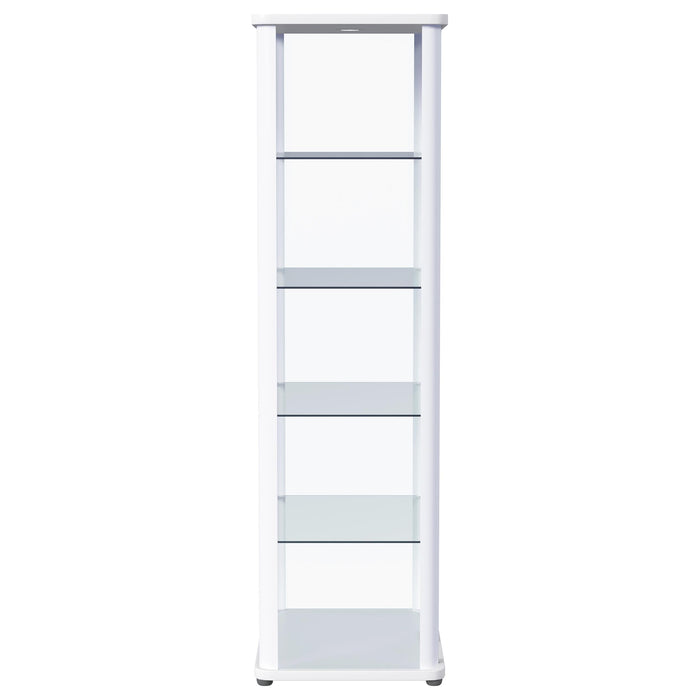 Aero 5-shelf Display Curio Cabinet with LED Lighting White