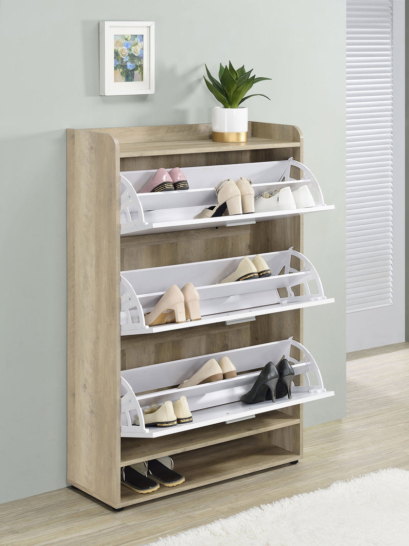 Zapatero de madera técnica Denia de 3 niveles