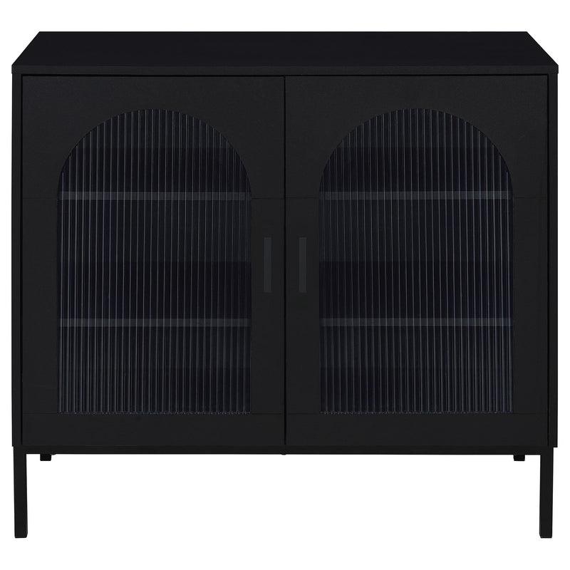 Jess 2-door Arched Fluted Glass Accent Cabinet Black