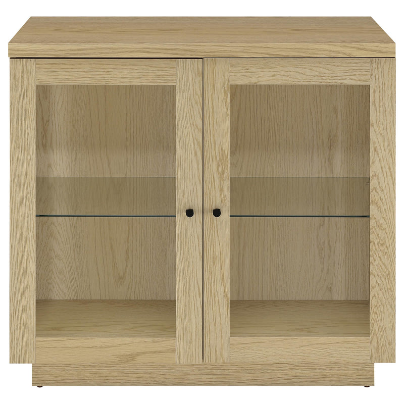 Tilbury 2-door Glass Front Accent Display Cabinet Light Oak