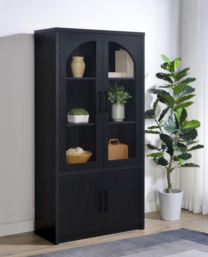 Riva 4-door Tall Accent Display Cabinet LED Lighting Black