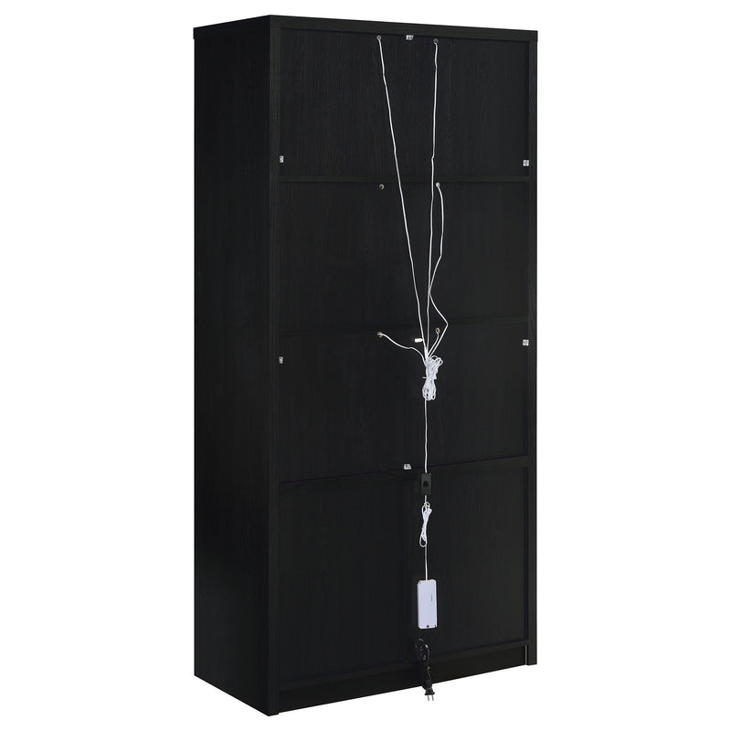 Riva 4-door Tall Accent Display Cabinet LED Lighting Black