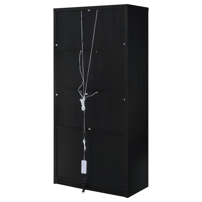 Riva 4-door Tall Accent Display Cabinet LED Lighting Black