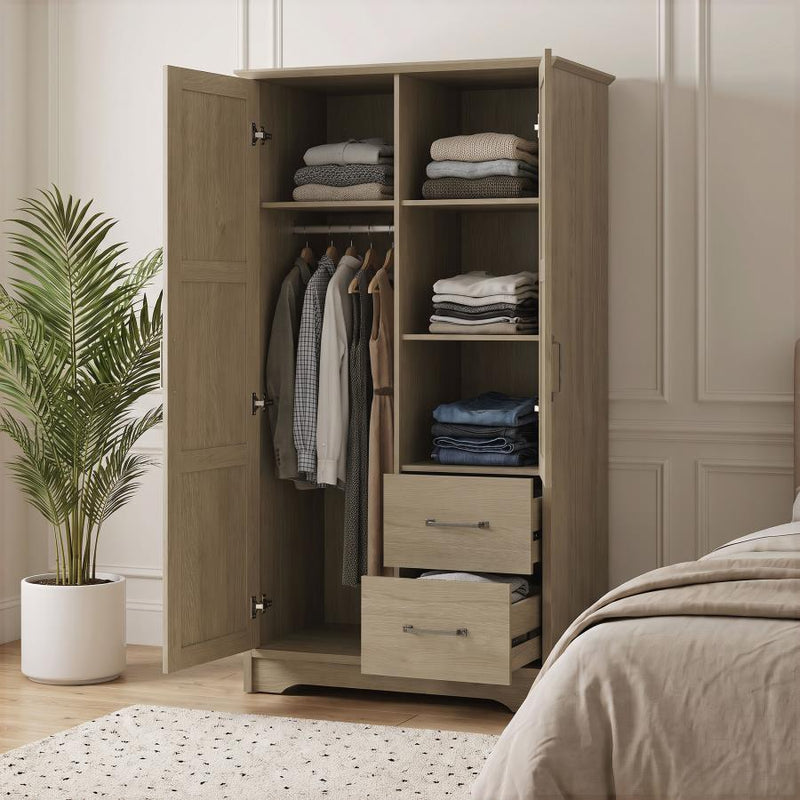 Cassara 2-door Bedroom Wardrobe Storage Cabinet Armoire