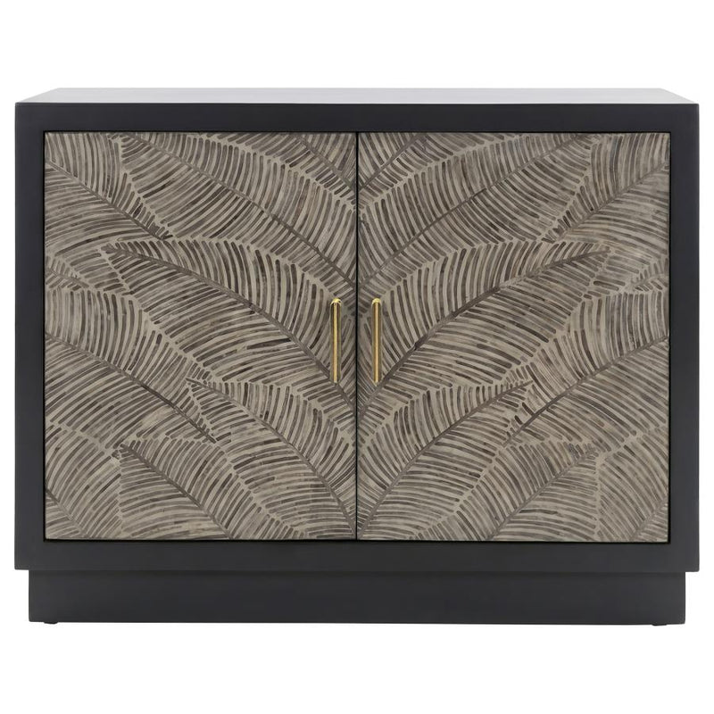 Kerrick 2-door Bone Inlay Accent Cabinet Beige and Black