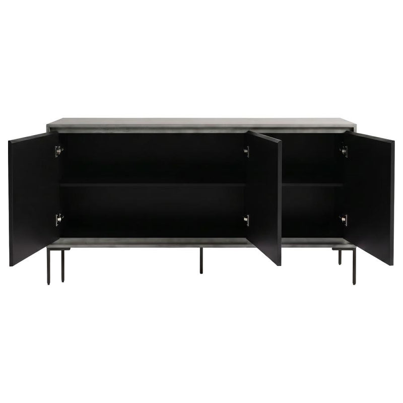 Krause 3-door Bone Inlay Accent Cabinet Grey and Black