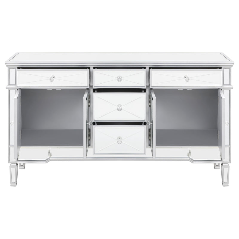 Duchess 5-drawer Mirrored Storage Accent Cabinet Silver