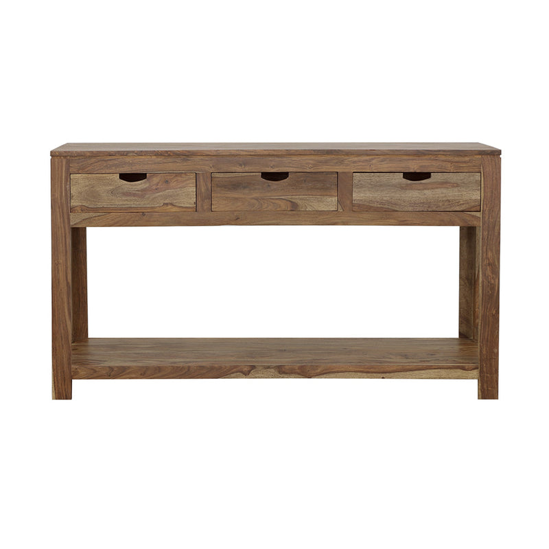 Mesa consola de madera Esther con 3 cajones de palo de rosa natural
