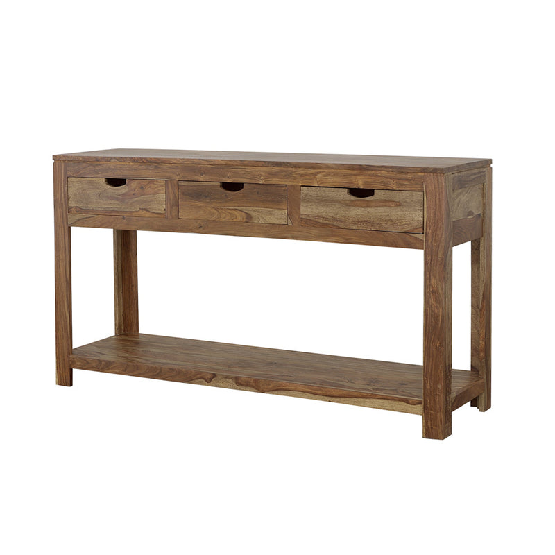 Mesa consola de madera Esther con 3 cajones de palo de rosa natural