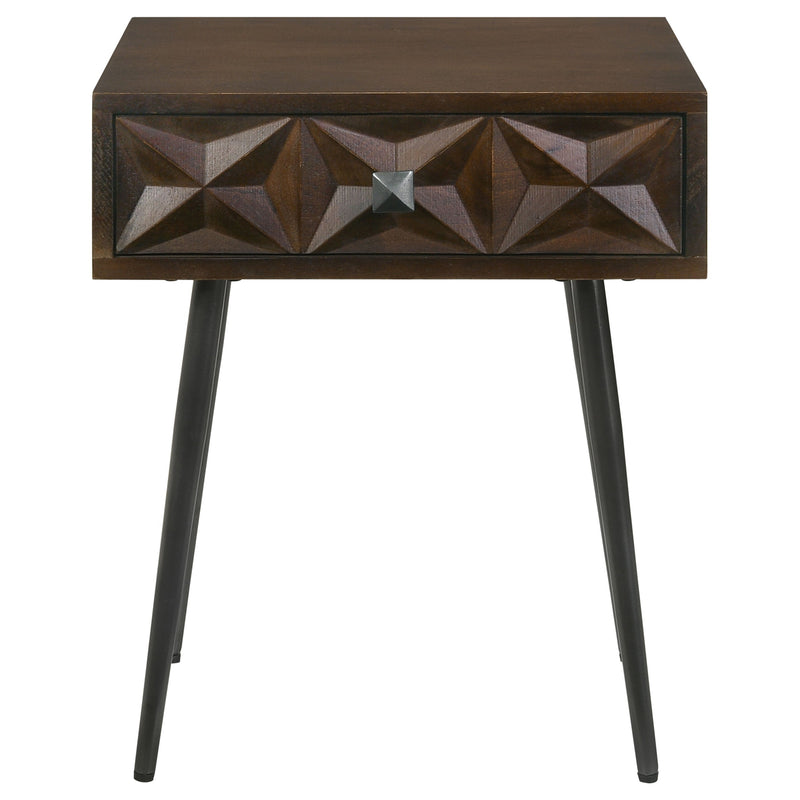 Mesa auxiliar rectangular decorativa Ezra con 1 cajón, color café