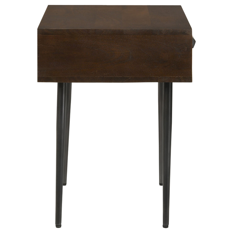 Mesa auxiliar rectangular decorativa Ezra con 1 cajón, color café