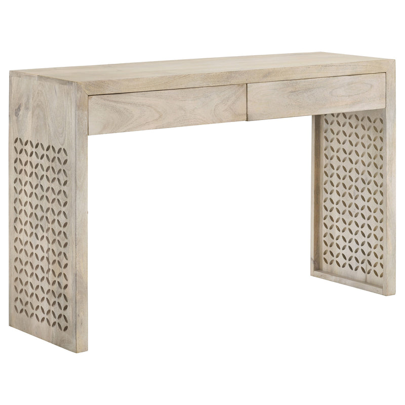 Mesa consola de madera Rickman de 2 cajones para entrada, color blanco lavado