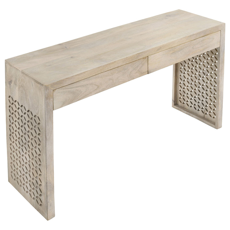Mesa consola de madera Rickman de 2 cajones para entrada, color blanco lavado