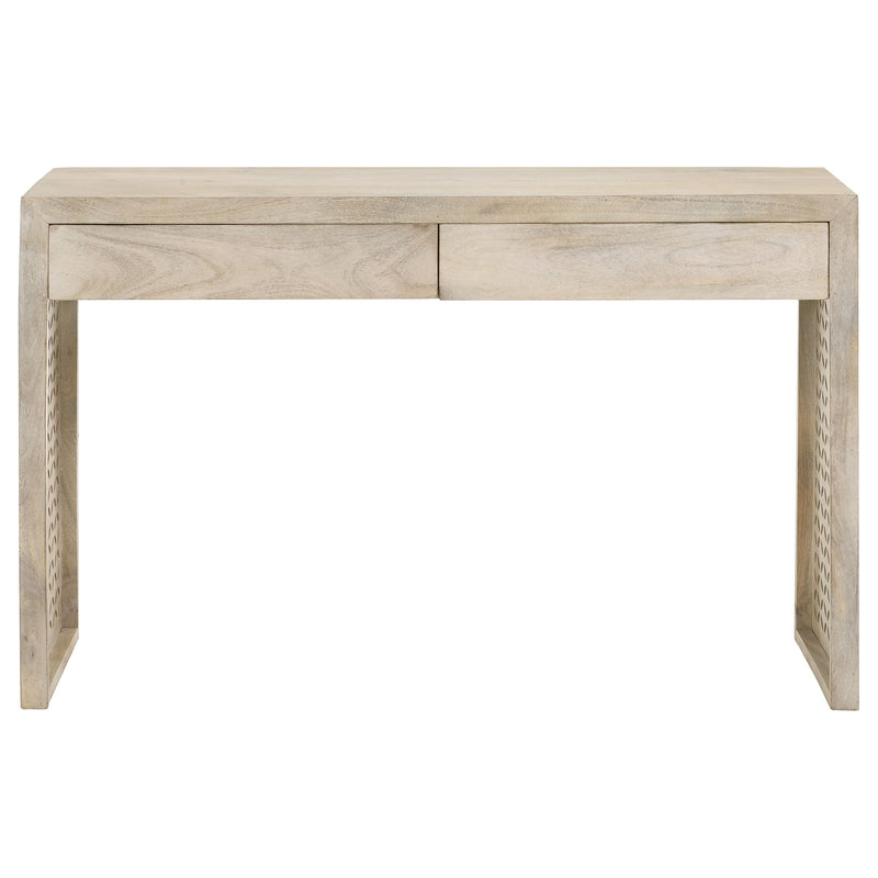 Mesa consola de madera Rickman de 2 cajones para entrada, color blanco lavado