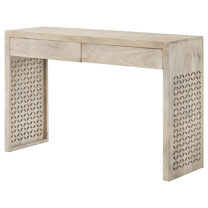Mesa consola de madera Rickman de 2 cajones para entrada, color blanco lavado