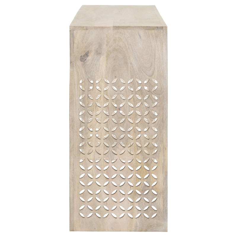 Mesa consola de madera Rickman de 2 cajones para entrada, color blanco lavado