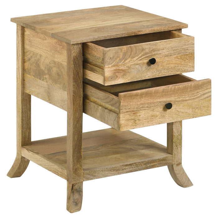 Russo 2-drawer Accent Table with Open Shelf Natural Mango