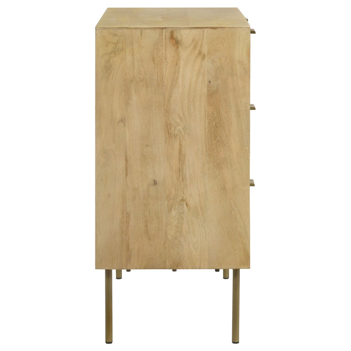 Zamora 3-drawer Accent Cabinet Natural and Antique Brass