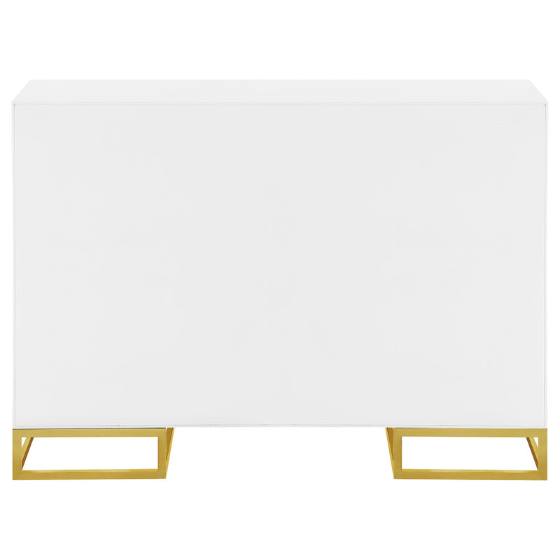 Elsa 2-door Wood Storage Accent Cabinet White and Gold