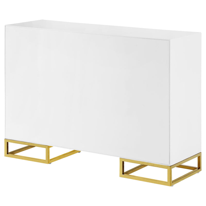 Elsa 2-door Wood Storage Accent Cabinet White and Gold