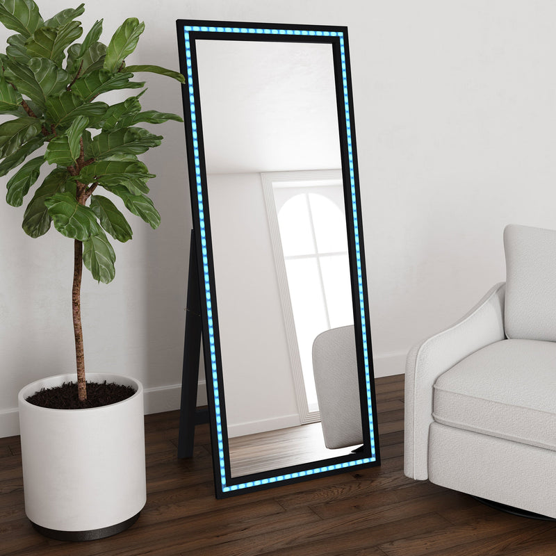 Espejo de pie de LED templado Windrose de 28 x 67 pulgadas