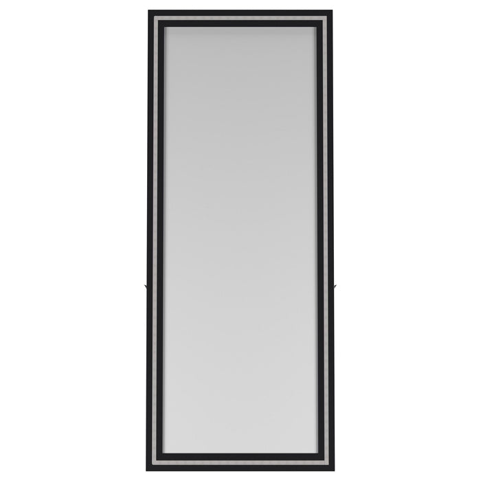 Windrose 28 x 67 Inch Tempered LED Standing Mirror Black