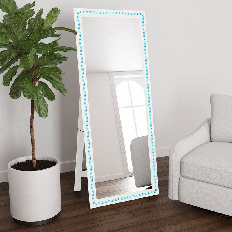 Espejo de pie de LED templado Windrose de 28 x 67 pulgadas