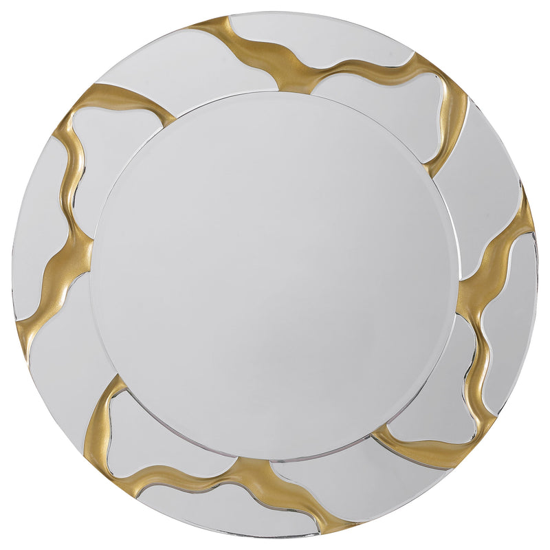 Dorinda Espejo de Pared Redondo de 36 x 36 Pulgadas Estilo Kintsugi Dorado