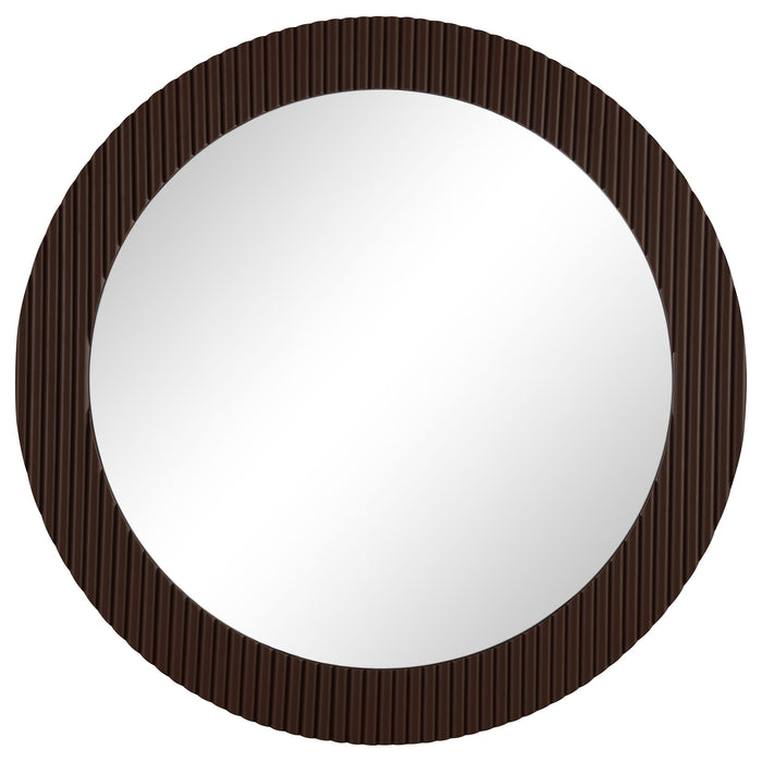 Dexter 40 x 40 Inch Round Reeding Frame Wall Mirror Brown